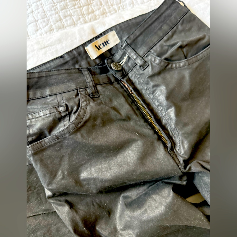 ACNE Needle "pleather" black coated jeans SZ 26